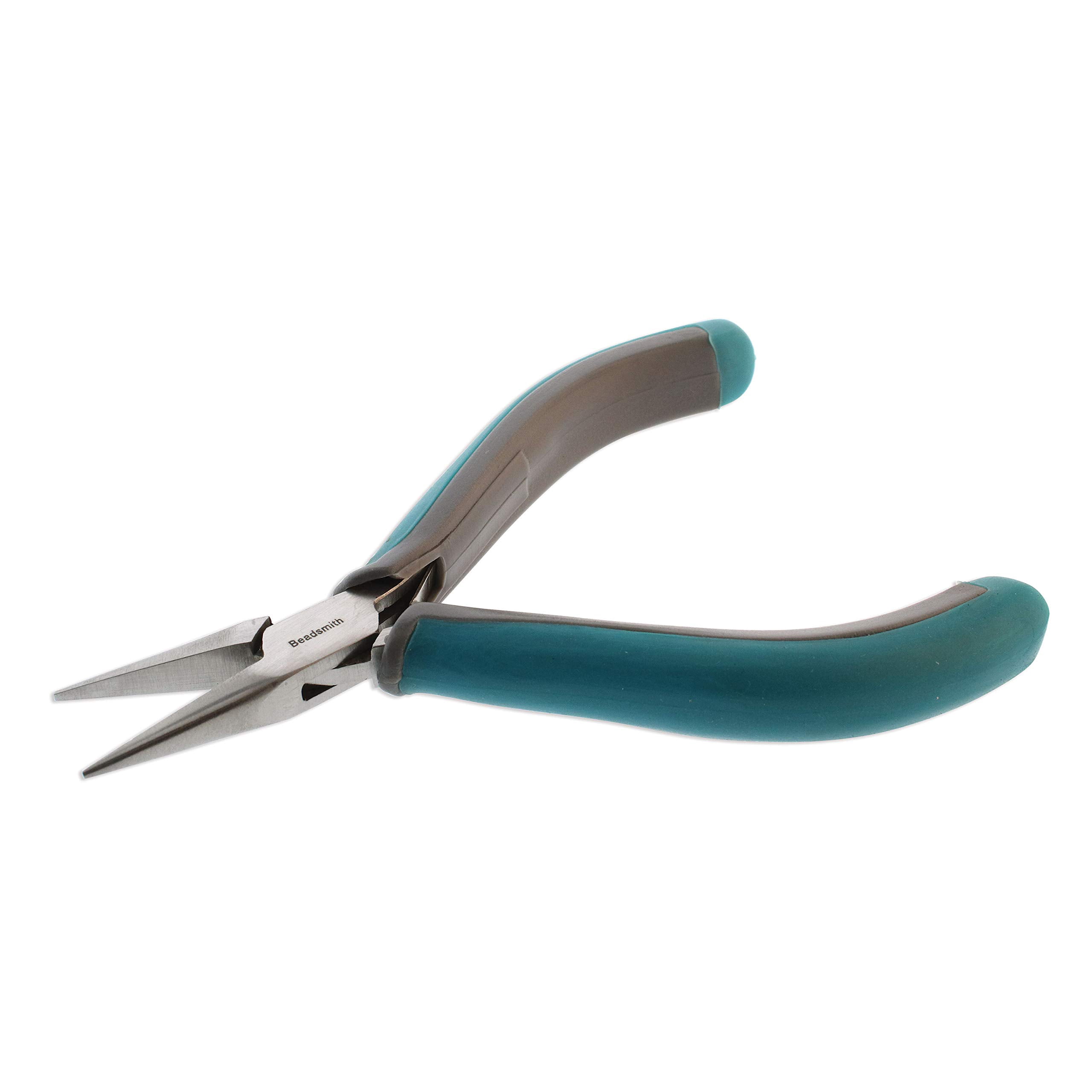 The Beadsmith Simply Modern Chain Nose Pliers, 4.5 inches (114mm) with polished steel head, PVC grip handles and double-leaf springs, tool for jewelry making