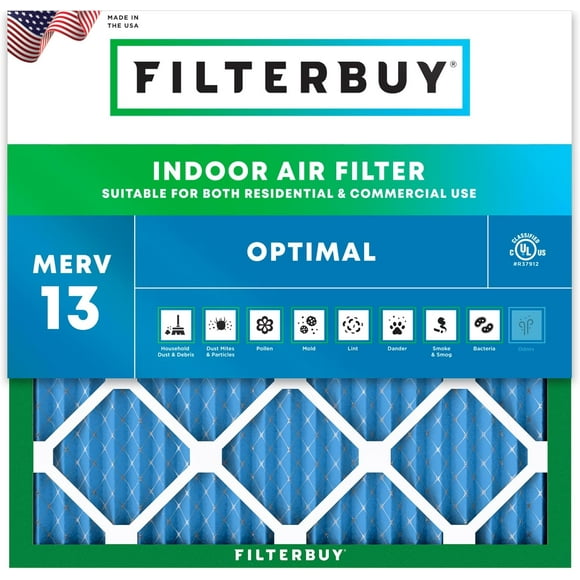 Filterbuy 20x20x1 MERV 13 Pleated HVAC AC Furnace Air Filters (1-Pack)