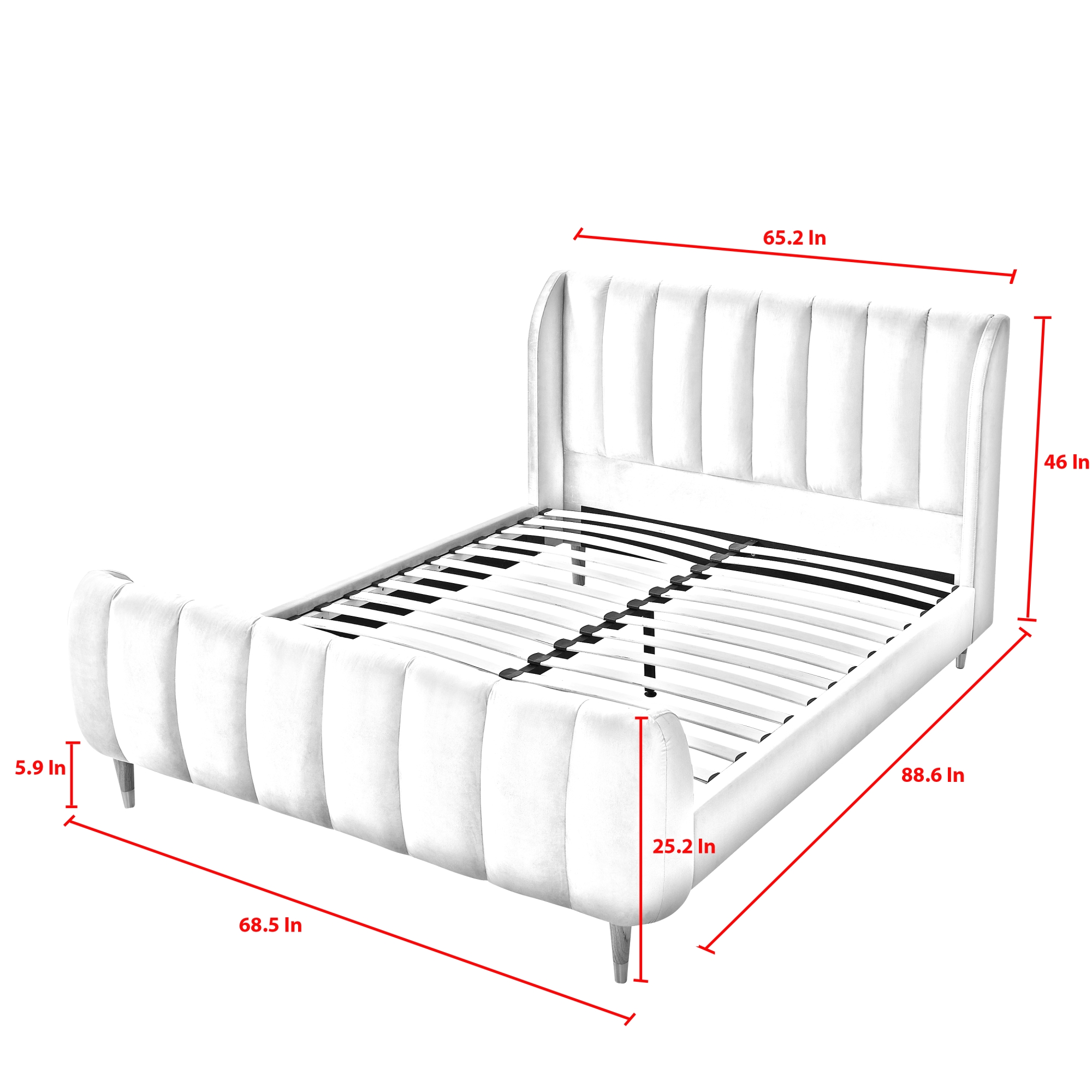 Loft Lyfe Upholstered King Velvet Channel Tuffed Wingback Bed, Black - image 2 of 10