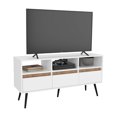 thumbnail image 3 of Ready - to - Assemble TV Stand, 3 Drawers 3 Shelves, Sustainably Made, White/Natural Oak / Access Media Easily, 3 of 4