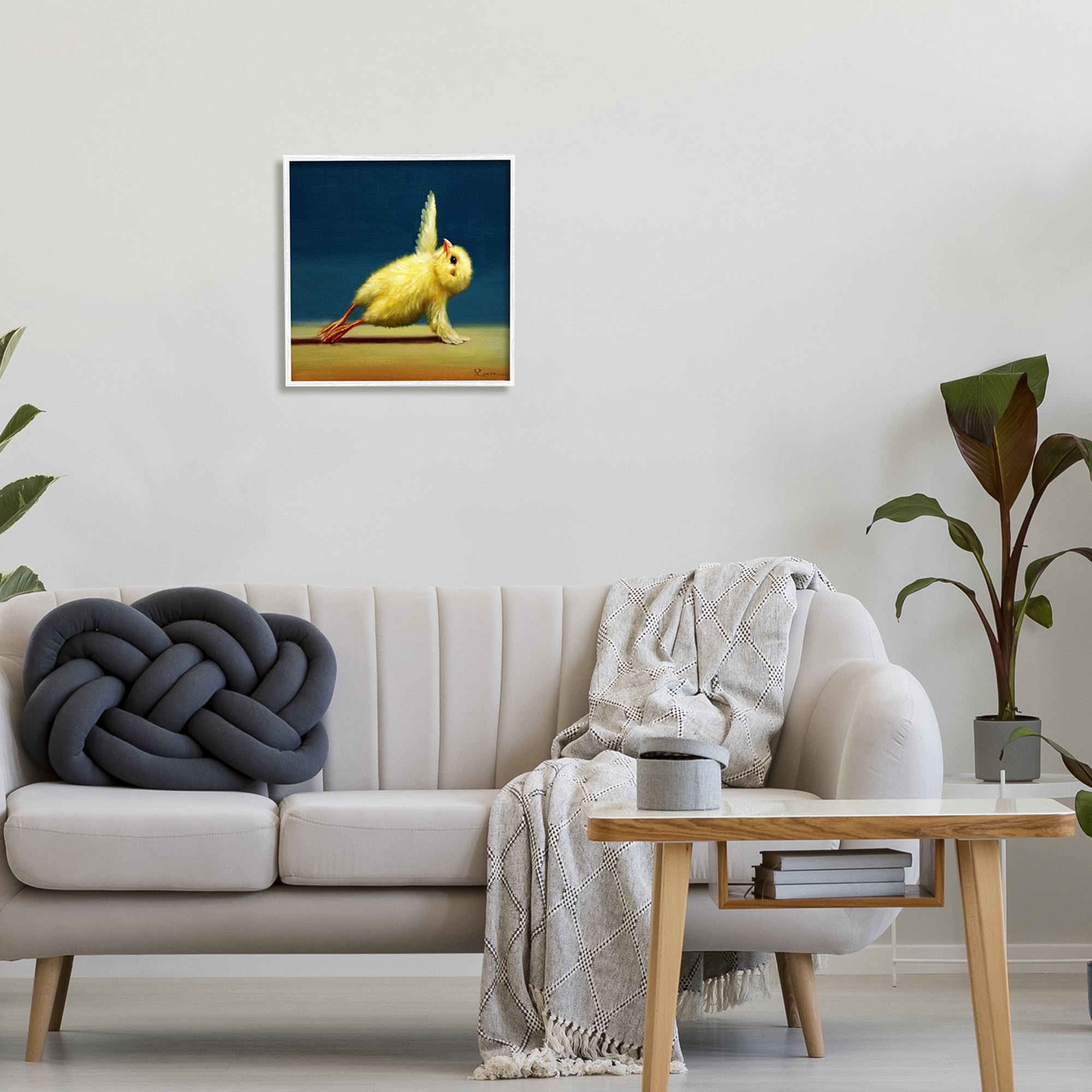 Stupell Industries Cute Yellow Chick Stretching Yoga Detailed Painting , 17 x 17, Design by Lucia Heffernan