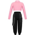 thumbnail image 1 of Yeahdor Girls Long Sleeve Crop Top with Chain Pocket Sweatpants Dance Outfit Hip Hop Street Dance Costume, 1 of 7