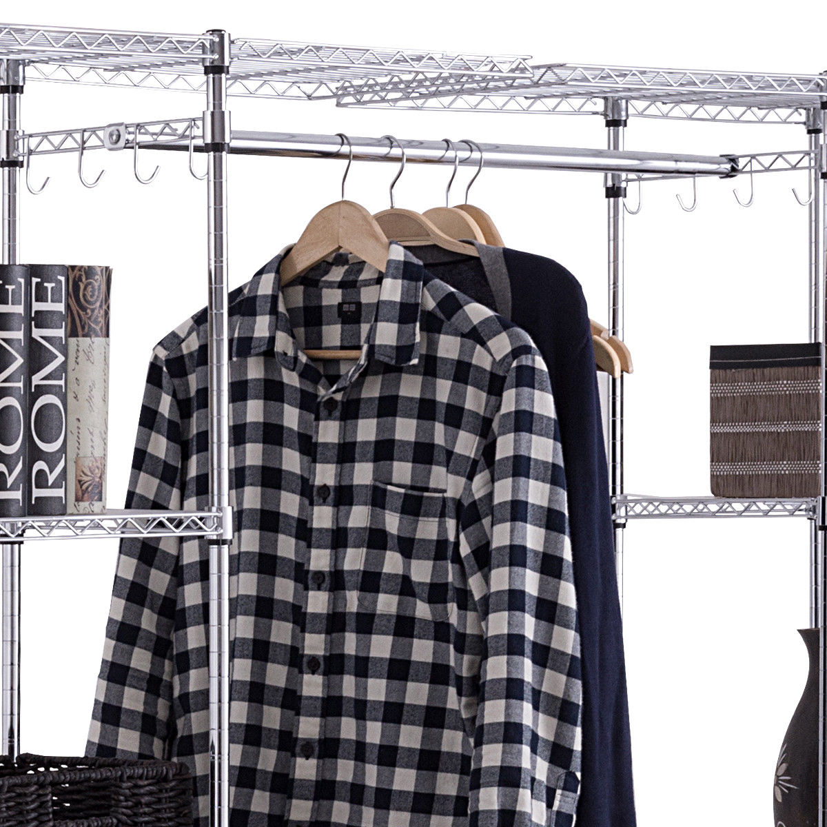 Gymax Expandable Closet Organizer Free Standing Clothes Hanger Rack