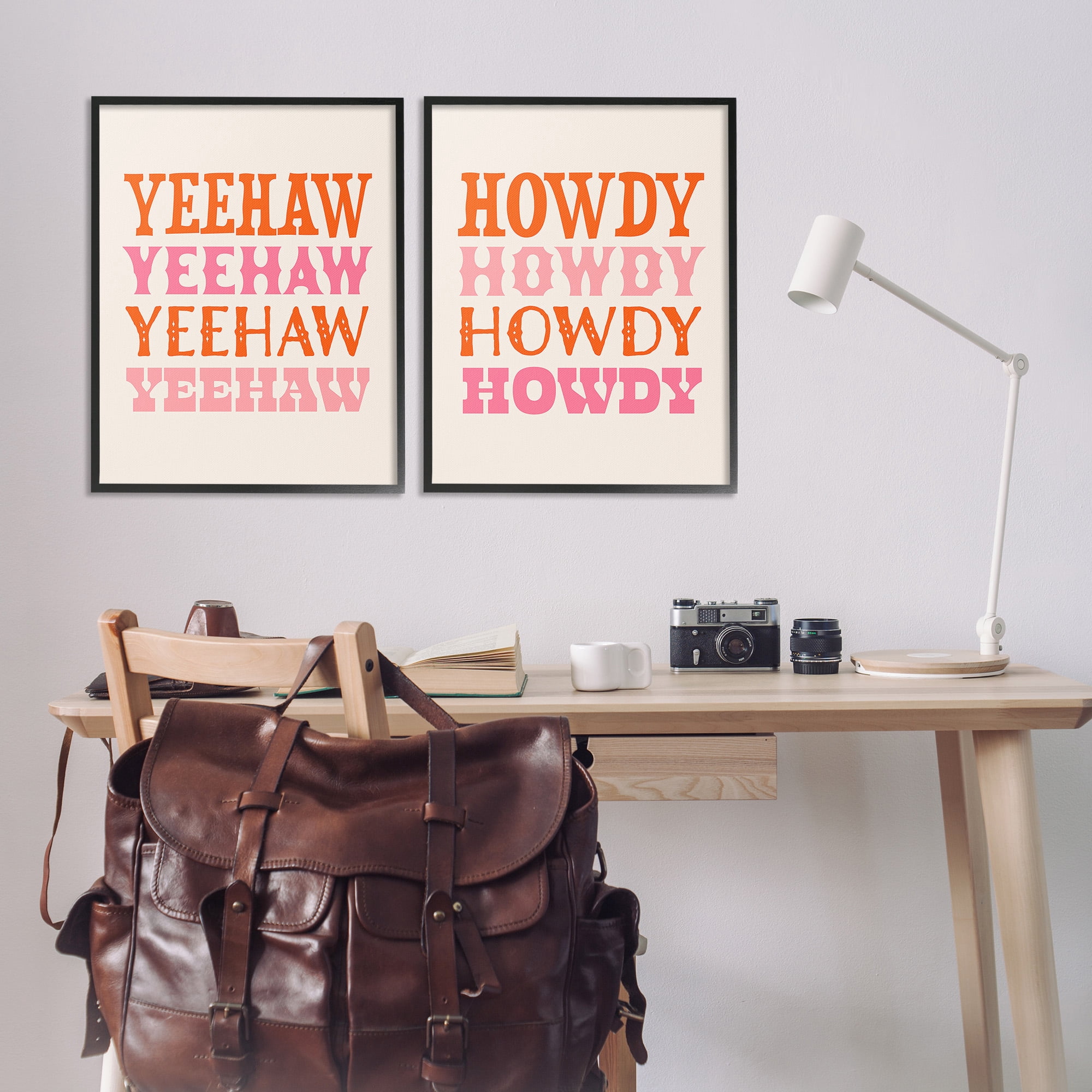 Stupell Industries Yeehaw & Howdy Typography Typography Painting Black Framed Art Print Wall Art, 24 x 30, Set of 2