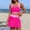 #229-Hot Pink, variant on Women's High Waisted Bikini Sets Tummy Control Swim Skirt Two Piece Swim Suit Tummy Control Color Block Bathing Suit