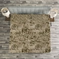 thumbnail image 3 of Ambesonne Grunge Quilted Bedspread Set 3 Pcs, Nostalgic Pins Old, Queen Size, Army Green Tan, 3 of 3