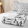 thumbnail image 4 of Manfei Abstract Fish Bed Spread Queen, Simple Sea Animal Art Queen Coverlet Set, White Black, 3pcs, 1 Quilt and 2 Pillowcases, 4 of 7