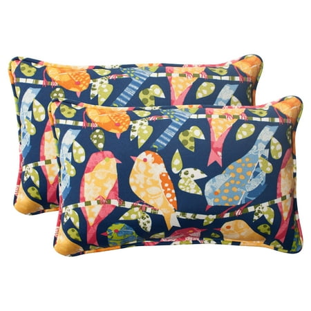 UPC 751379495989 product image for Pillow Perfect Outdoor/ Indoor Ash Hill Navy Rectangle Throw Pillow (Set of 2) | upcitemdb.com