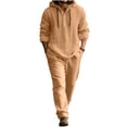 thumbnail image 6 of Babcutegg Mens Outfit Set Button Front Long Sleeve Hoodie and Pants Lightweight Casual Clothing 2-Piece Khaki Size XL, 6 of 7