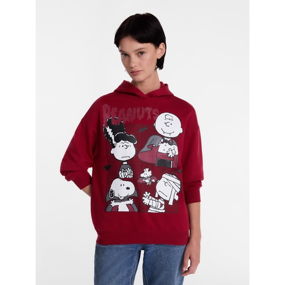 Peanuts Women's Halloween Graphic Fleece Hoodie with Long Sleeves, Sizes XXS-XXL