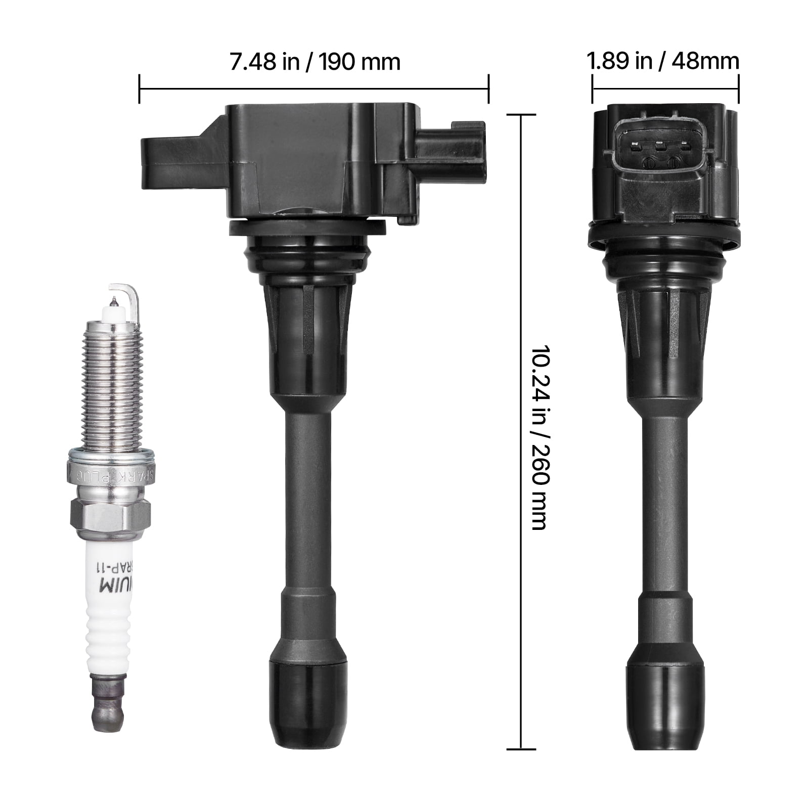VEVOR Ignition Coil Pack and Spark Plugs, Set of 4, Compatible with Nissan Altima Versa Sentra Cube Rogue NV200 2.5L 2.0L 1.8L 1.6L L4, Replacement for 22448ED000 22448JA00A 22448JA00C 22448-JA00A