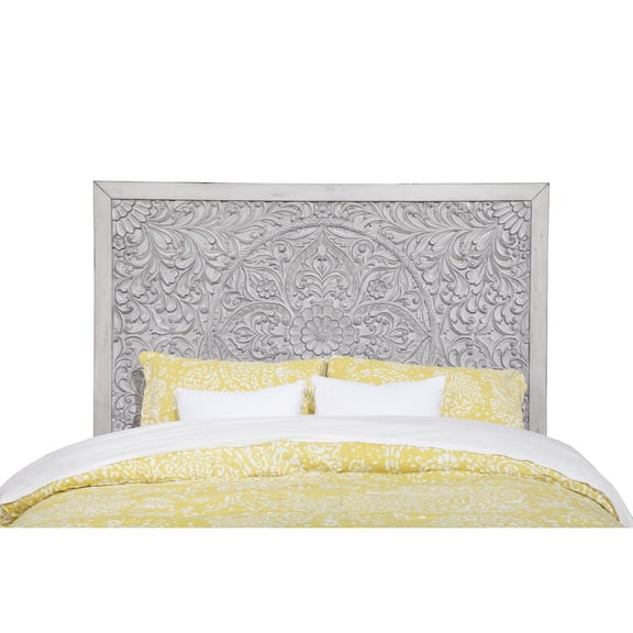 Origins by Alpine Aria Full-Queen Wood Headboard in Weathered Light Gray
