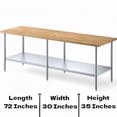 thumbnail image 3 of 30" x 72" Heavy-Duty Wood Top Work Table with Galvanized Steel Base & Adjustable Undershelf – Durable, Spacious, and Versatile Workspace for Restaurants, Kitchens, & Workshops, 3 of 4