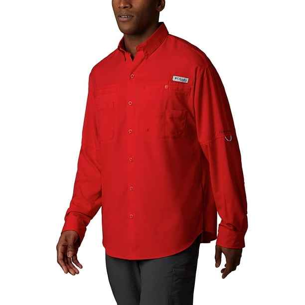 Columbia Men's PFG Tamiami II UPF 40 Long Sleeve Fishing Shirt, Red Spark,  Medium 