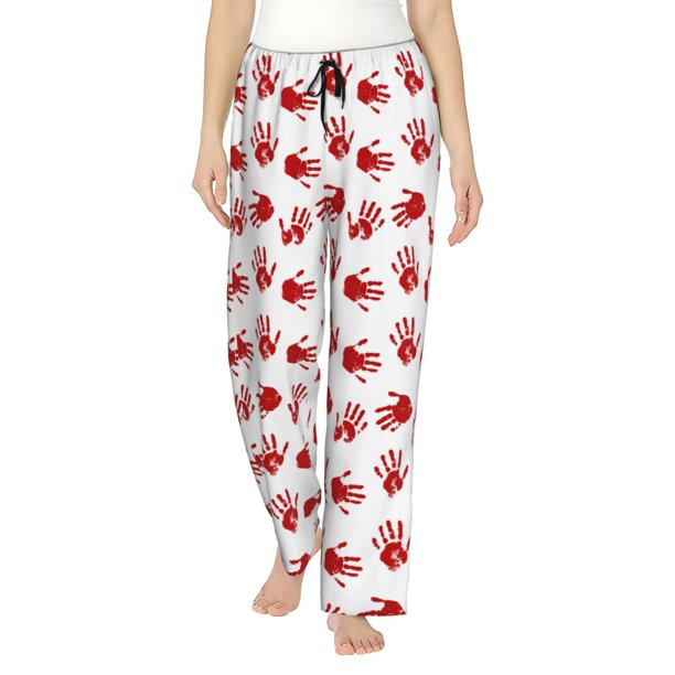 Balery Bloody Hand Pantalones de pijama para mujer, pijamas ultraligeros, pantalones de estar por casa-3X-Large