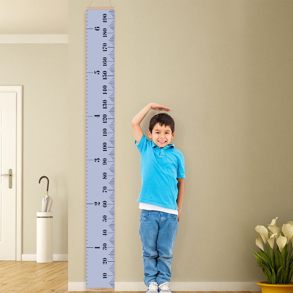 VIVEFOX Kids Growth Chart, Wood Frame Fabric Canvas Height Measurement
