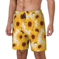thumbnail image 2 of Uemuo Vintage Marble Pattern Sunflower Pattern Mens Swim Trunks Quick Dry Board Shorts with Mesh Lining, Stretch Beach Shorts Quick Dry No-Chafing Board Shorts-Medium, 2 of 9