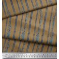 thumbnail image 2 of Soimoi Brown Cotton Duck Fabric Leaves & Stripe Decor Fabric Printed Yard 42 Inch Wide, 2 of 3