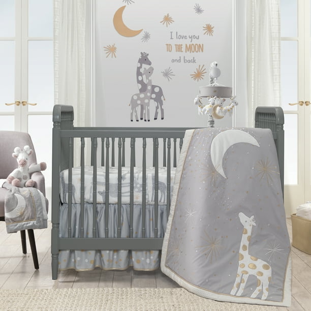 Lambs Ivy Goodnight Giraffe Gray White Celestial 5 Piece Baby