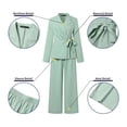 thumbnail image 4 of HAYIMI Womens Long Sleeve Summer Outfits Sets Lapel Jacket Wide Leg Pants Business Work Two Piece Solid Color Stylish Clothes Sets, 4 of 8