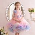 thumbnail image 2 of THDHVS Flower Girl Dress,Colorful Floral Mesh Tulle Tutu Gown Princess Style Ideal for Girls Bridesmaid Wedding Evening Party,Girls Party Dress Pink 3-4 Years, 2 of 9