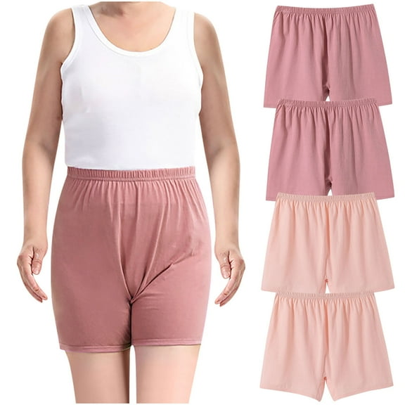 OSFVNOXV 100% Cotton Underwear for Women 4 Pack Seamless Underpants Plus Size Breathable Stretch Elastic Waist Boy Shorts Sleepwear Nightwear