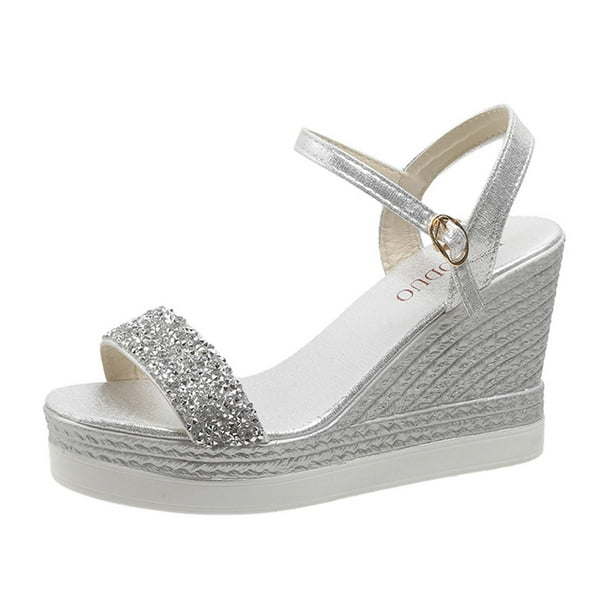 Platform wedge hotsell sandals silver