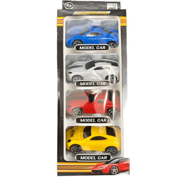 4 Pack Car Set, Realistic Designs, Vibrant Colors and Perfect for Racing Fun, Ideal for Kids Playtime, Car Enthusiasts, Collectors, Portable for On the Go Adventures, Mix