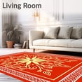 thumbnail image 2 of ODIKA 3'x5' Machine Washable Non-Slip Area Rug, Sunburst Medallion with Ornate Swirling Petal Details and Artistic Flourishes High Traffic Rug, Red, 469342, 2 of 7