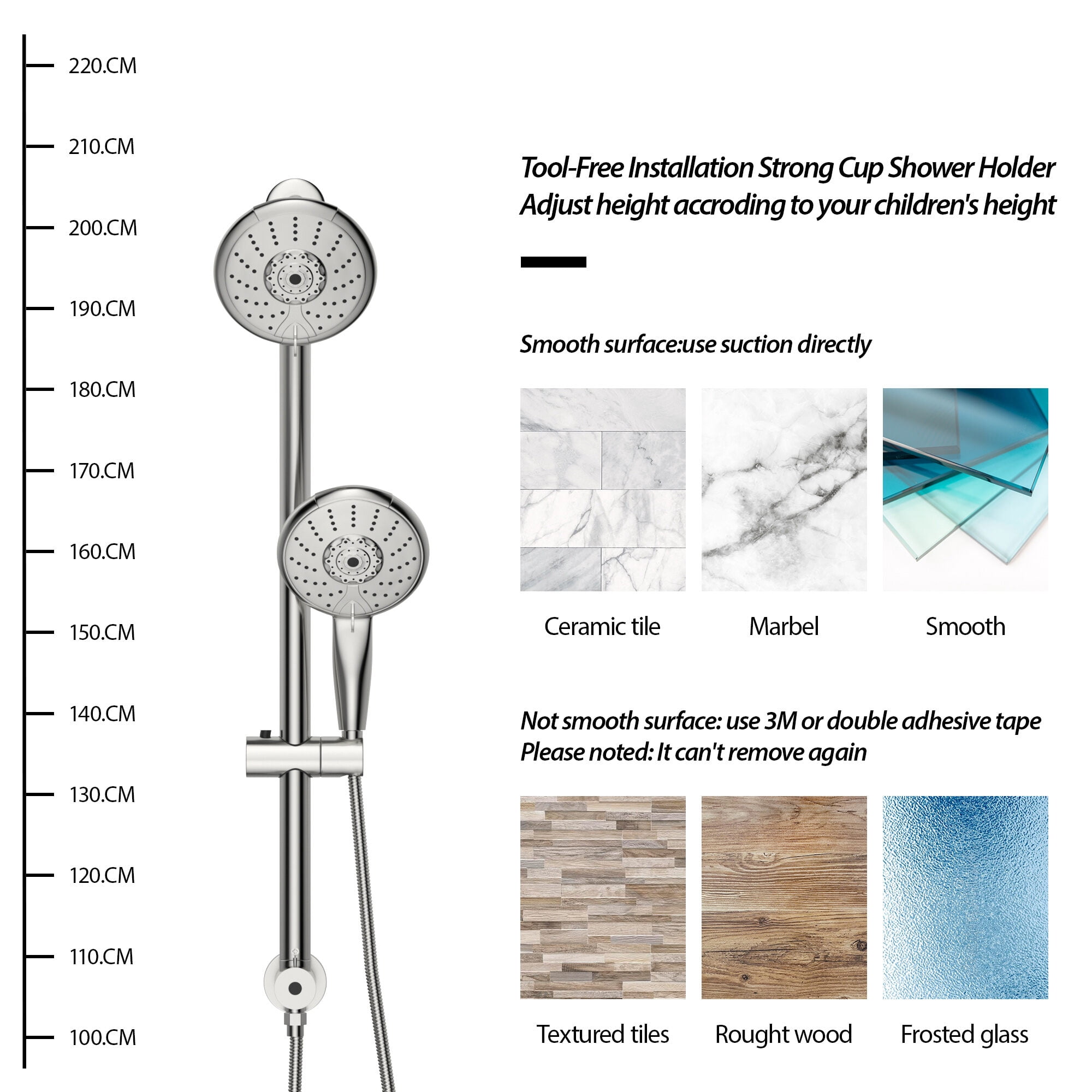 Freestanding Bathtub Faucet, 5" Multi Function Dual Shower Head, with Adjustable Slide Bar,, Freestanding Tub Filler,Plastic Standalone Tub Faucet, Bath & Faucets Freestanding Tub Faucets