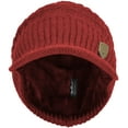 thumbnail image 3 of ZOELNIC Sports Winter Outdoor Knit Visor Hat Billed Beanie with Brim Warm Fleece Lined for Men and Women, Red, 3 of 6