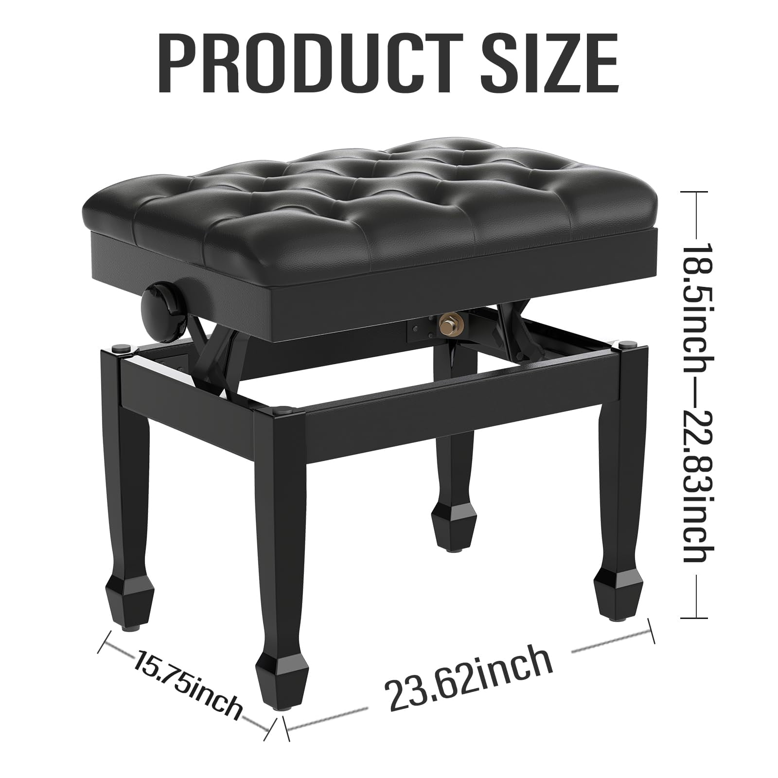 AODSK Piano Bench Adjustable Padded Faux Leather Cushion Heavy Duty Wooden Legs  23.6 x 15.8 in Pianist Seater