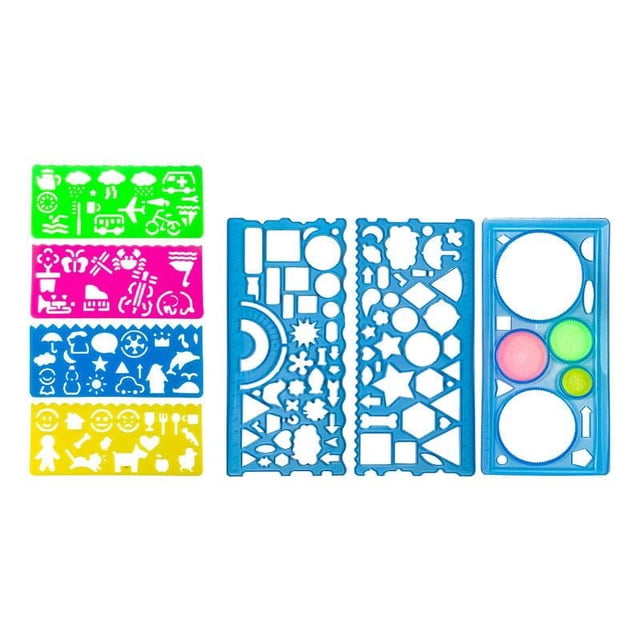 7x plantillas de dibujos geométricos coloridos en múltiples formas 20cm variedad duradera de plantillas de formas transparentes para pintura