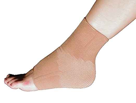 Elastic Compression Support Ankle, Foot Arch Brace With 4-Way Stretch (Medium Beige)