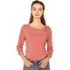 thumbnail image 1 of INSPIRE CHIC Blusa Trabajo Elegante De Punto Cuello Pajarita Mangas 3/4 Ajustado Para Mujeres Rojo Polvoriento S, 1 of 6