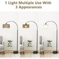 thumbnail image 5 of Hi-LIGHTS,Arc Height Adjustable Dimmable LED Floor Lamp with Remote,3 Color Temperatures,Boho Farmhouse Standing lamp with Fabric & Rattan Lampshades,Tall Lamp for Living Room,Bedroom,Office(Black), 5 of 9