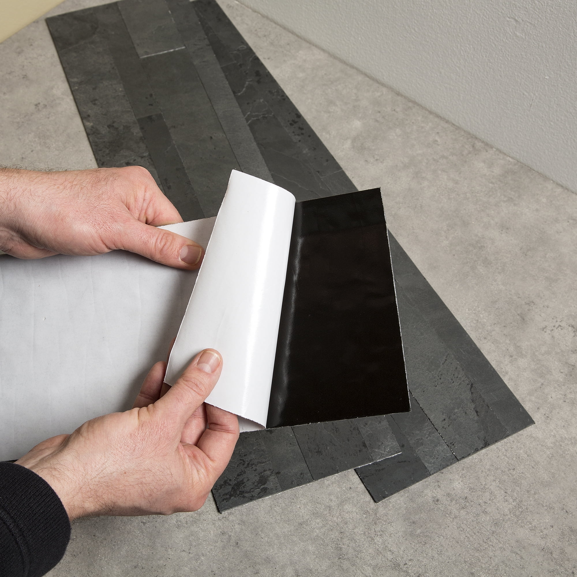 Aspect Peel and Stick Stone Overlay Kitchen Backsplash - Charcoal Slate (Approx. 15 sq ft Kit)
