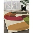 thumbnail image 3 of Ahgly Company Machine Washable Indoor Round Transitional Fire Brick Red Area Rugs, 5' Round, 3 of 7
