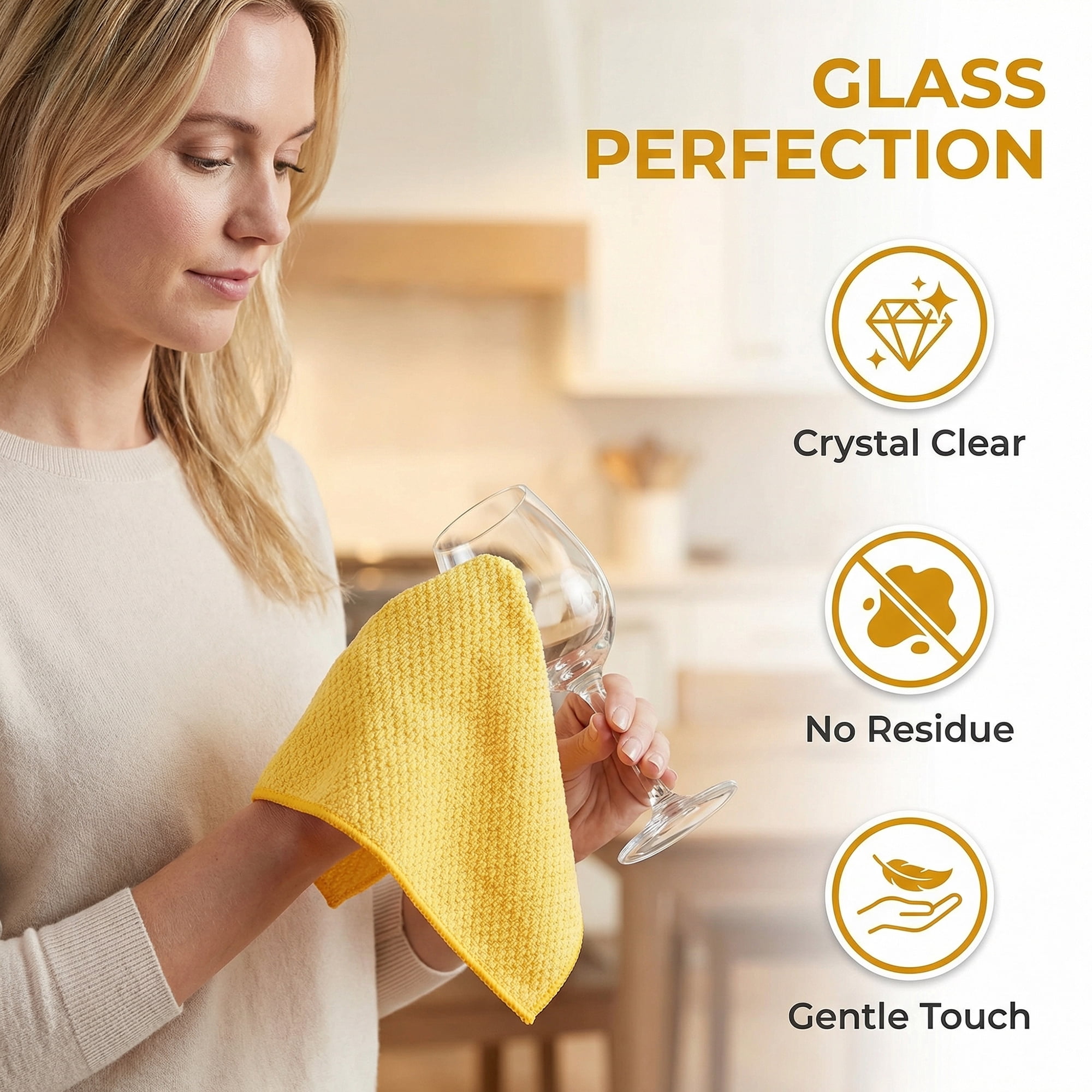 Unique Bargains Microfiber Dish Cloth for Washing Dishes Rags Yellow 12" x 12"