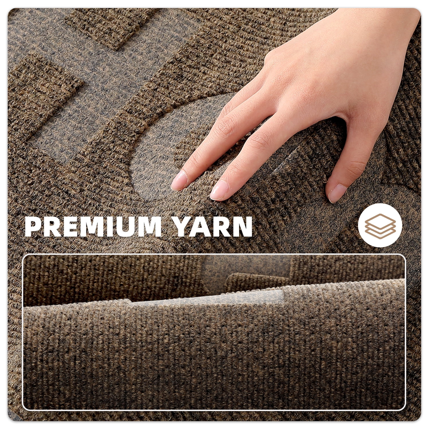 PABUBE Indoor and Outdoor Doormat,Non-Slip Front Doors Rug Washable,Low Profile Doormat for Inside,Heavy Duty Welcome Mat,Dirt Trapper Outdoor Mat for Front Doors Entryway Rug Entry Rug,Brown,18"x29"