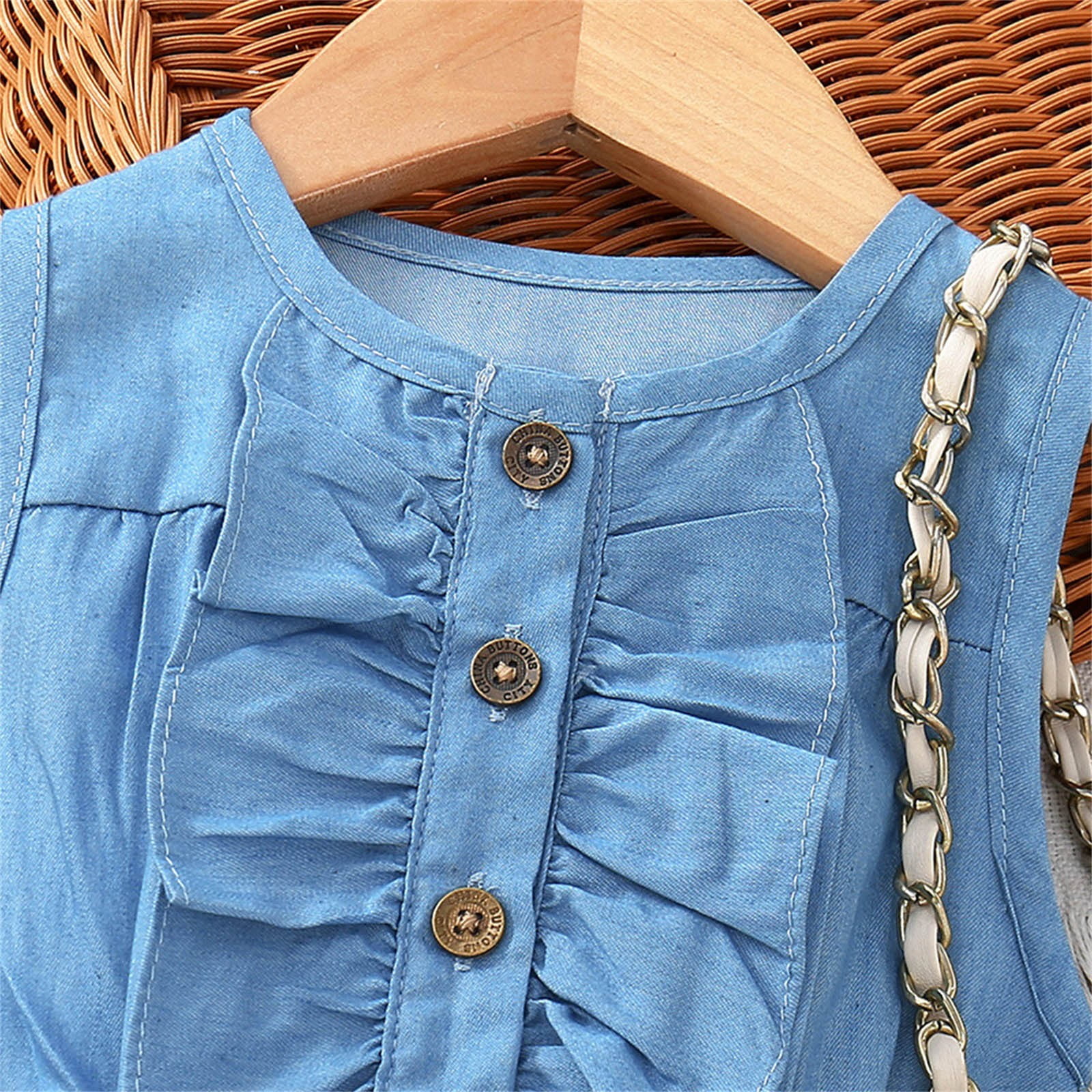 Fashion Clothes for Girls 2 to 7 Years Old Children's Summer Outfit Denim Patchwork Printed Vest Dress School