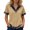 Beige, variant on Public Womens Plus Size V Neck Shirts Causal Short Sleeve Loose Fit Summer Tops Button Lapel Color Blocking Tees Tshirts Black S