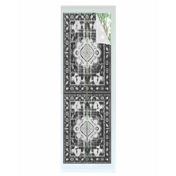 Window Privacy Film Black Grey Stained Glass Window Film Decorative Sun Block Window Cover Boho Vintage Print Distressed Brick Patterns Window Clings Static Adhesive Sticker for Bathroom 17.7"x78.7"