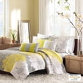 thumbnail image 6 of Noaman 6-Piece Printed Cotton Quilt Set with Throw Pillows, Reversible King/Cal King Bedding, Taupe Grey/Yellow, 6 of 7