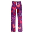 thumbnail image 5 of Women's Casual Valentine's Day Printed Pajama Pants, Flannel Sleepwear Lounge Pants for Women, Soft Comfortable Sleep Pants, Holiday Gift Pajamas,Purple Pink,3XL, 5 of 6