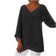thumbnail image 2 of Puntoco Mujer Casual Lotu Manga Cuello en V Raya Impresión Irregular Blusa tops Camiseta Puntoco Puntoco-1406, 2 of 4