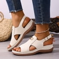 thumbnail image 6 of hoksml Women's Cutout Wedge Sandals, Adjustable Buckle Ankle Strap, 1.77in Heel Casual Shoes, 6 of 9