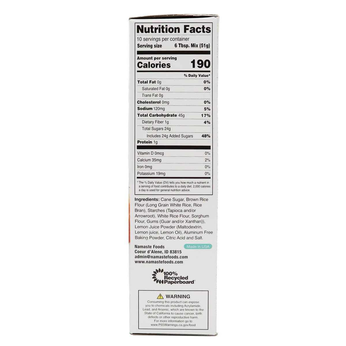 Namaste Foods Gluten Free DEF29 Lemon Poundcake Mix, 18 oz.