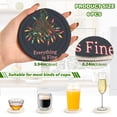 thumbnail image 2 of Yayeee 6 PCS Drink Coasters with Holder Set Woven Absorbent Round Tabletop Hot Pad, Blue Christmas Light, 2 of 7