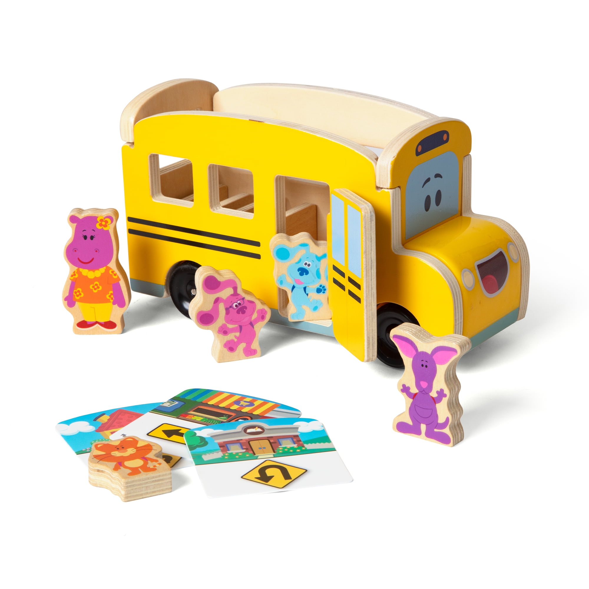 Melissa & Doug Blues Clues & You Wooden Pull-Back School Bus